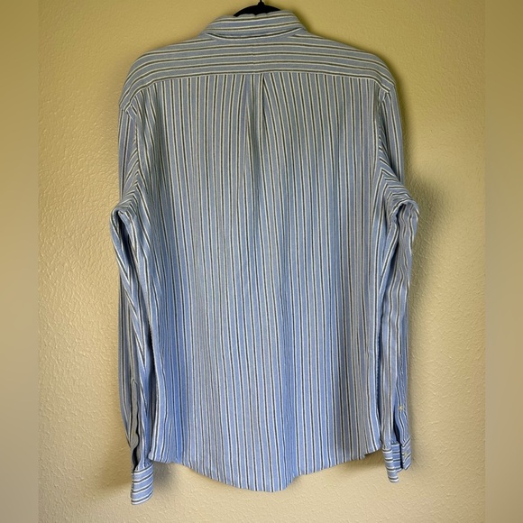 Ralph Lauren Oxford Knit Button Down Dress Shirt Mens XL Blue Embroidered Pony - Picture 4 of 7